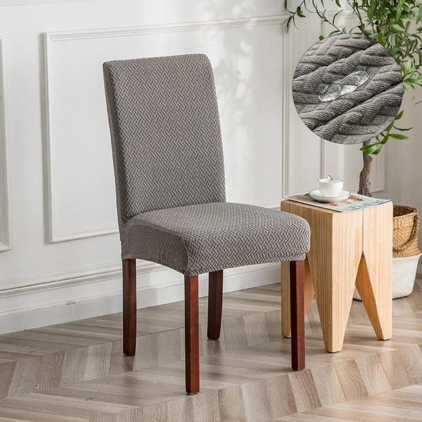 Funda para silla impermeable de jacquard a cuadros largos, color gris, funda universal para silla, moderna y duradera, adecuada para decoración del hogar, hotel, restaurante, banquete y cocina