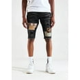 thumbnail image 2 of Crysp Denim Men's Distressed Rip & Repair Patch Skinny Fit Denim Jean Shorts (28, Black), 2 of 7
