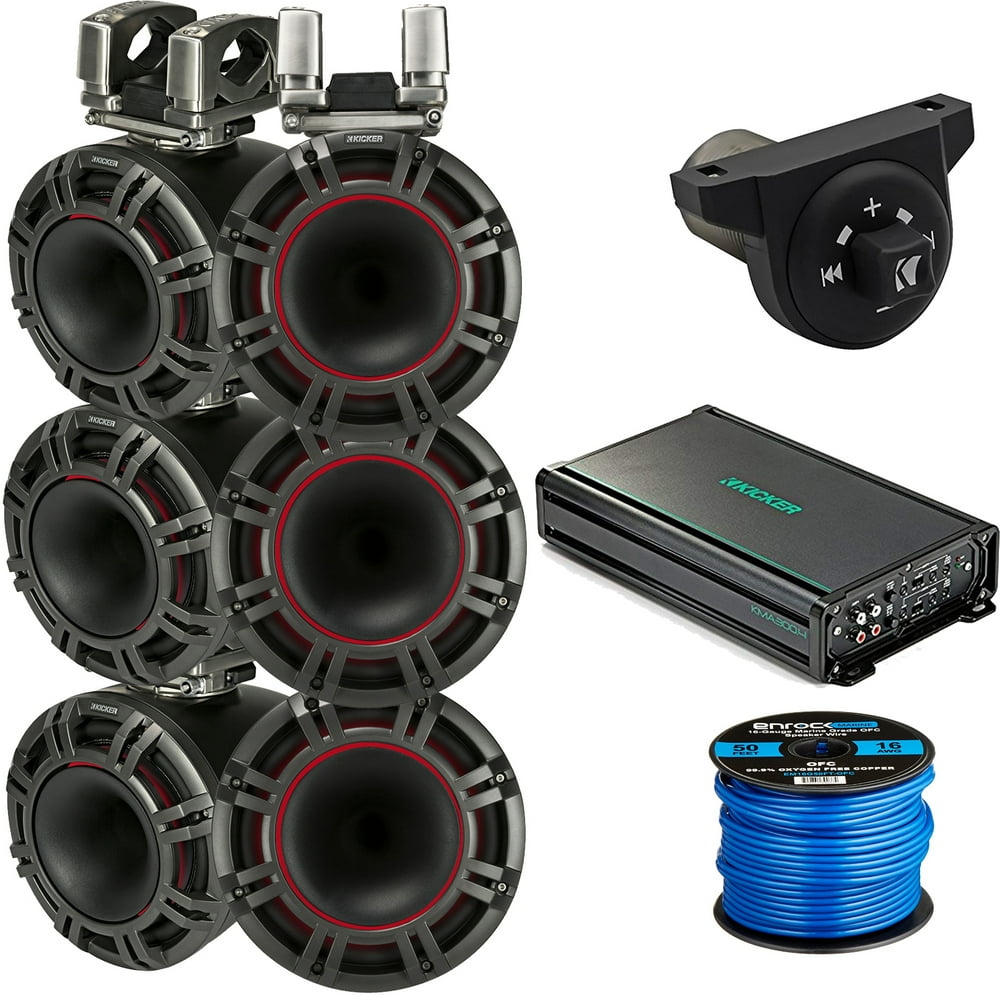 6 x Kicker 9" LED HornLoaded Tower Speakers (Charcoal), KMA300.4 4