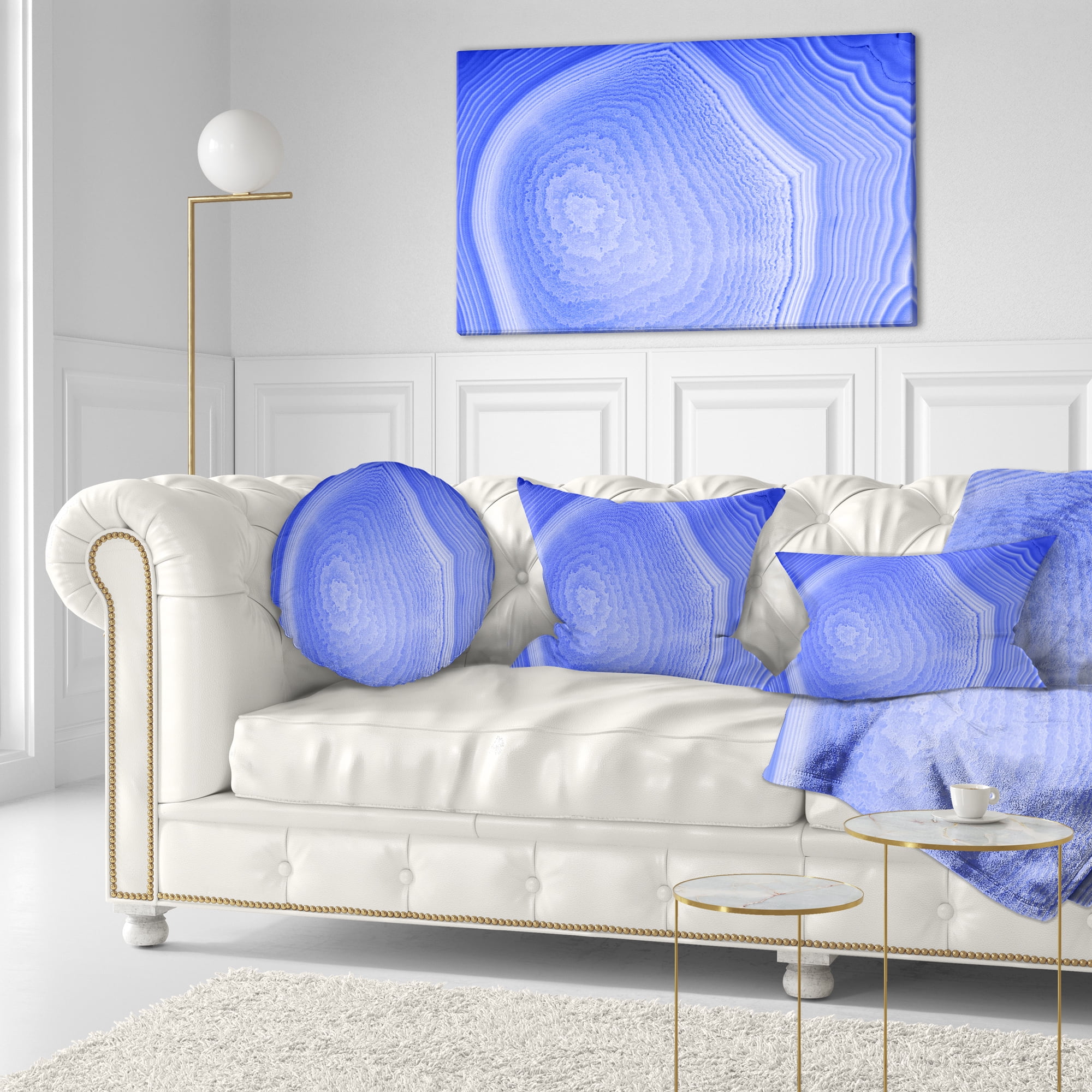 Designart Dark Blue Agate Structure - Abstract Throw Pillow - 12x20