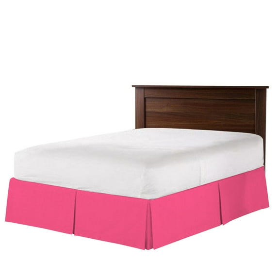 The Great American Store Easy Fit Pleated Style Bed Skirt / Dust Ruffle with 22 Inch Tailored Drop (Short Queen Size, Solid Pink) 600 Thread Count 100% Cotton - Covers Bed Legs and Frame
