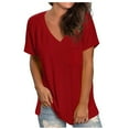 thumbnail image 2 of Fiudx Ofertas Flash Artículos En Oferta Blusa Holgada de Manga Corta con Cuello En V y Bolsillos para Mujer, 2 of 6