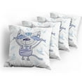 thumbnail image 5 of Ambesonne Cat Throw Pillow Cover 4 Pack, Kitty Holding Fishes, 24", Blue Grey, 5 of 7