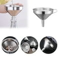 thumbnail image 2 of Koadzawe 4.3-Inch Food Grade Stainless Steel Kitchen Funnel With Strainer Filter For Transferring Of Liquid Dry Ingredients And Metal Cooking Funnel—Silver, 2 of 6