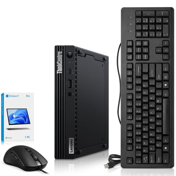Restored Lenovo ThinkCentre M70q Tiny Desktop Computer — Intel Core i3-10100 10th Gen — 8GB DDR4 RAM — 128GB SSD — Keyboard & Mouse — WiFi — Mini PC — Windows 11 Pro