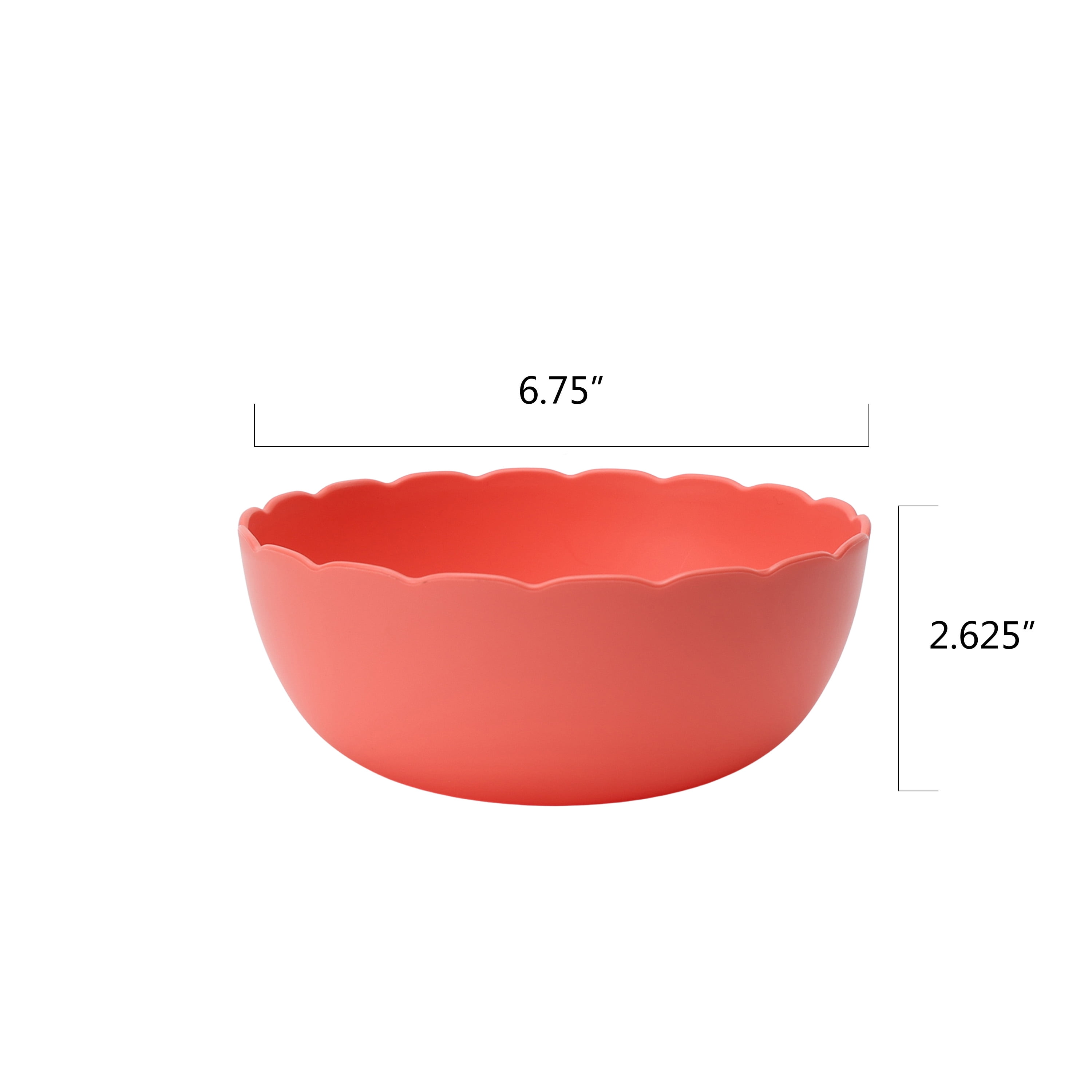 Mainstays 30-Piece Plastic Scalloped Dinnerware Bundle Set, Coral