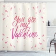 thumbnail image 1 of Vintage Valentine Shower Curtain, Sweet Typographic Illustration of You are My Valentine Words, Fabric Bathroom Set with Hooks, 69W X 75L Inches Long, Ivory Pink Pastel Pink, by Ambesonne, 1 of 3