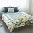 thumbnail image 4 of Spring Daisy Blanket Soft Cozy Warm Throw Blanket for Couch, Plush Fuzzy Flannel Fleece Blankets for Sofa, Watercolor Botanical Flowers Blue Striped Bed Blankets Lightweight Gifts for Women, 50"x60", 4 of 9