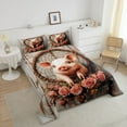 thumbnail image 4 of Kawaii Pig Comforter Set Dreamcatcher Quilt Bed Set,Pink Rose Flowers Twin Bedding Sets,Farm Animals Duvet Insert,Exotic Bohemian Decor, 4 of 7