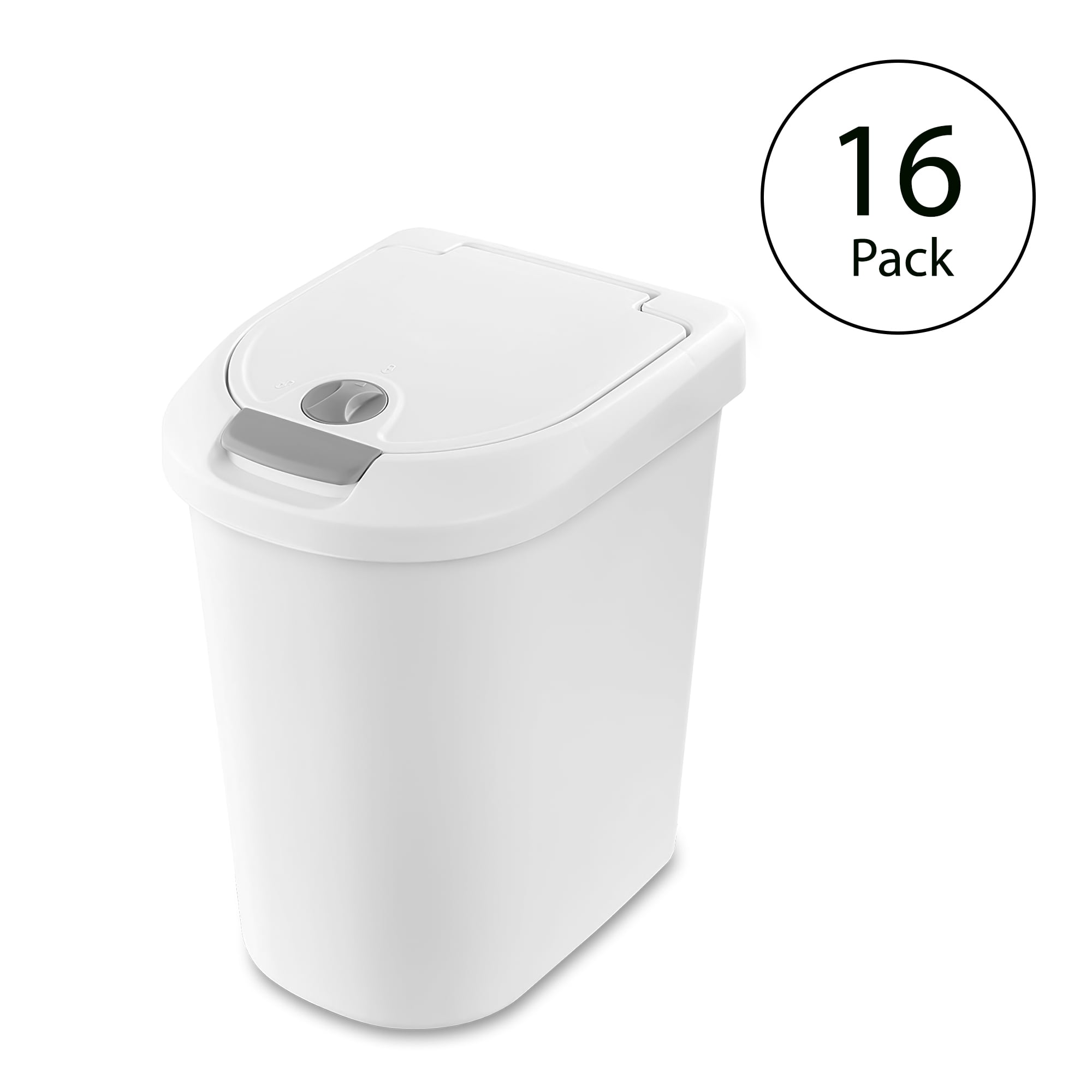 Sterilite 7.3 Gallon Secure Locking Touch Top Home Wastebasket, (16
