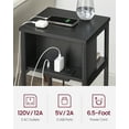 thumbnail image 6 of 3-Tier End Table with Charging Station Side Table with USB Ports and Outlets Nightstand Black, 6 of 6