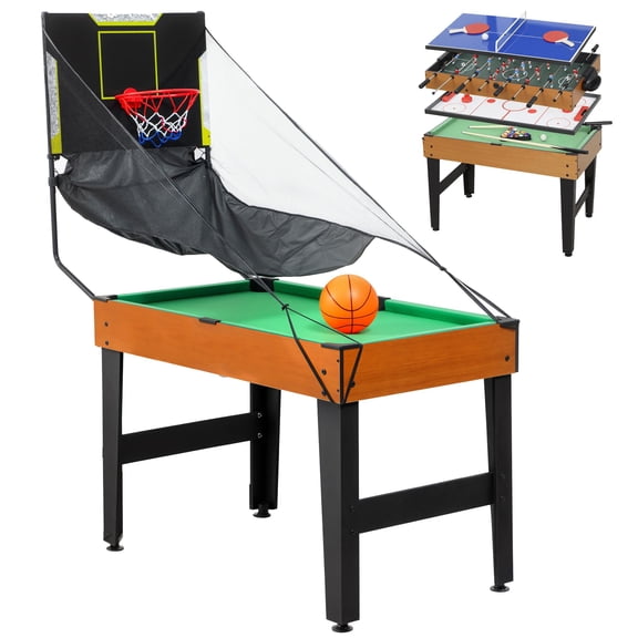 5-in-1 Multi Game Table with Foosball, Pool, Ping Pong, Ice Hockey and Basketball for Game Room