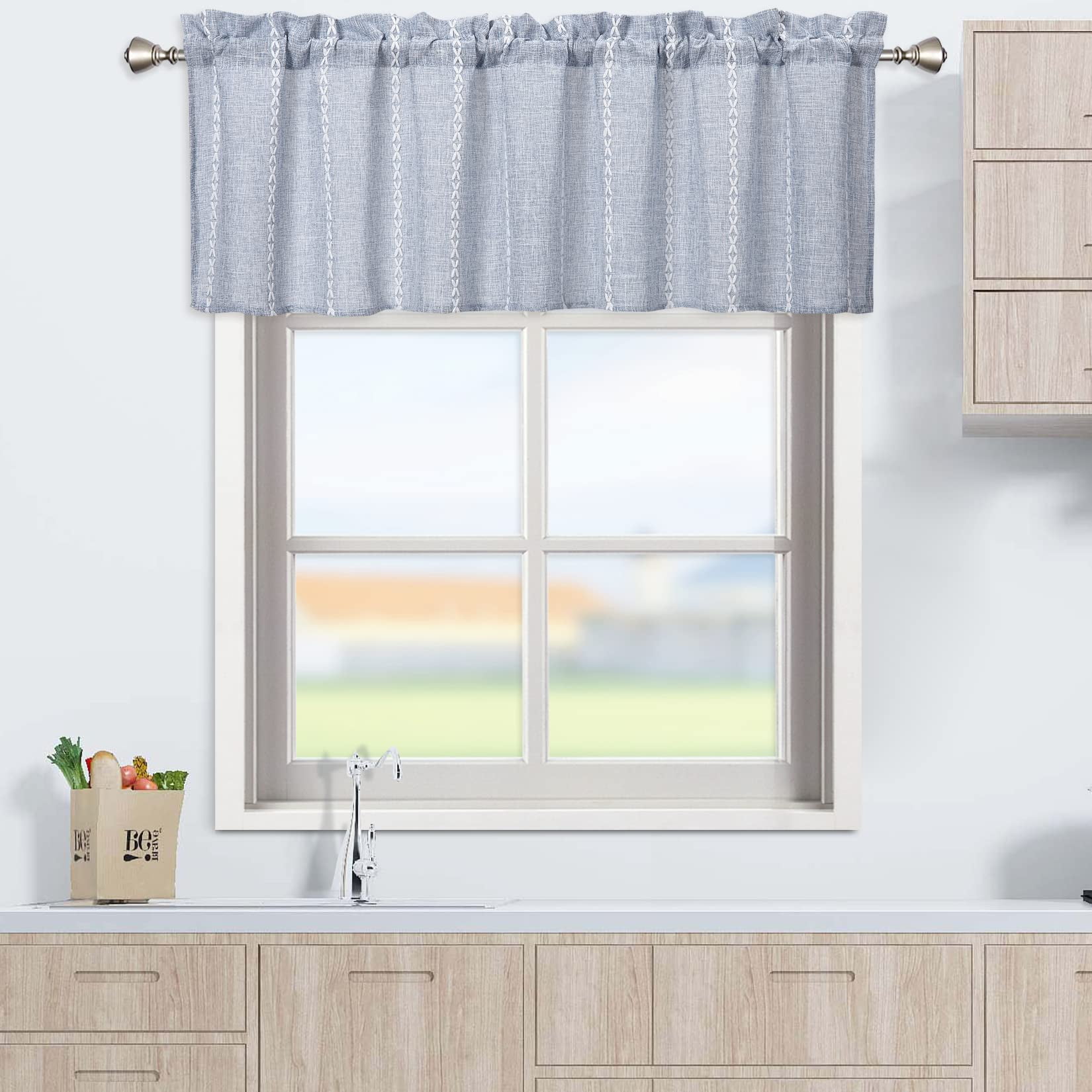 Grey Tier Curtain Valance Cafe Curtain Kitchen Valances Farmhouse Short