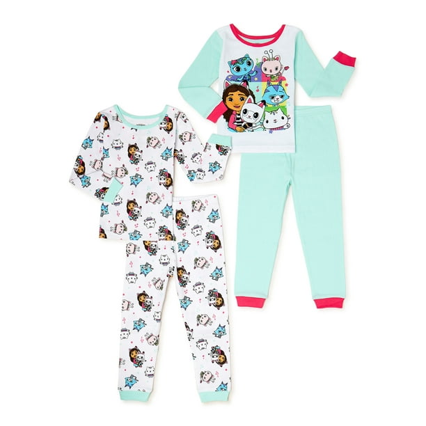 Gabby Dollhouse Toddler Girls' Cotton Pajama Set, 4Piece