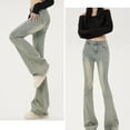 thumbnail image 6 of PXLKNZH Women's Flare Jeans Y2K Bootcut Low Rise Vintage Denim Pants Bell Bottoms Blue XXL, 6 of 9