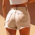 thumbnail image 4 of Levmjia Women's High Waisted Denim Shorts Hot Sexy Mini Shorts with Button Fly Zip Closure 5 Pocket Design Frayed Raw Hem Casual Summer Beach Pants for Women, 4 of 5