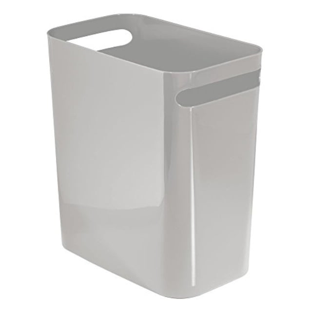mdesign slim plastic rectangular large trash can wastebasket, garbage container bin, handles for