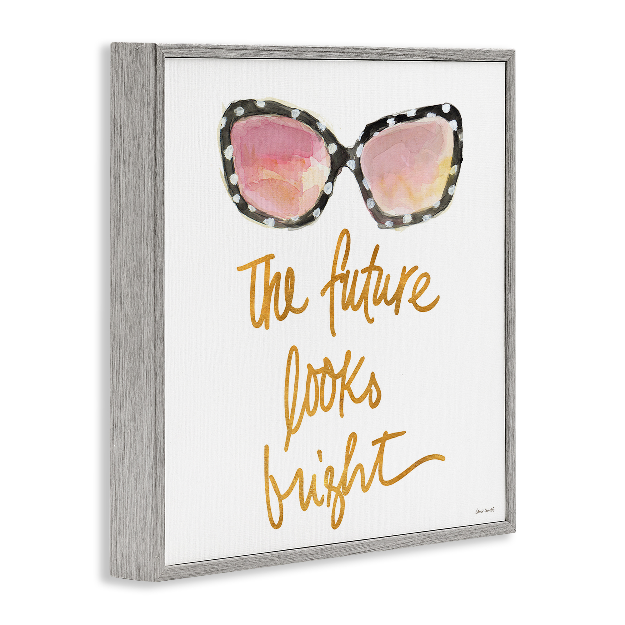 Stupell Industries Future Looks Bright Beauty & Fashion Painting Gray Framed Art Print Wall Art, 24 x 24