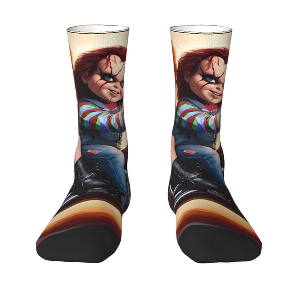 Saiise Chucky Funny Socks Men Women Adults Novelty Graphic Crew Tube Socks Crazy Design Casual Dress Socks for Sports,Running,Travel