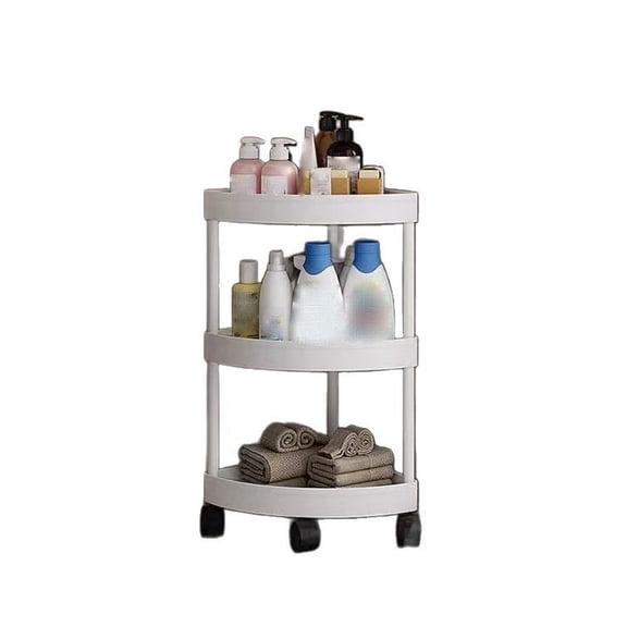Triangular Corner Storage Rack with Wheels, Bathroom and Kitchen Organizer, Multi-Layer Rolling Storage Shelf for Small Spaces, Metal Corner Cabinet M