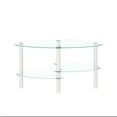 thumbnail image 3 of Glass Coffee Table, Modern Multi-Function 3-Layer Oval Tea Table with Wood Legs, Tempered Glass Small Coffee Table for Living Room, Bedroom, Transparent, 3 of 9