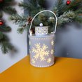 thumbnail image 2 of Farol navideño con vela LED, luz decorativa navideña de metal, diseño de reno de pino y copo de nieve, lámpara de mesa que funciona con pilas, decoración navideña de interior para fiestas en casa, 2 of 5