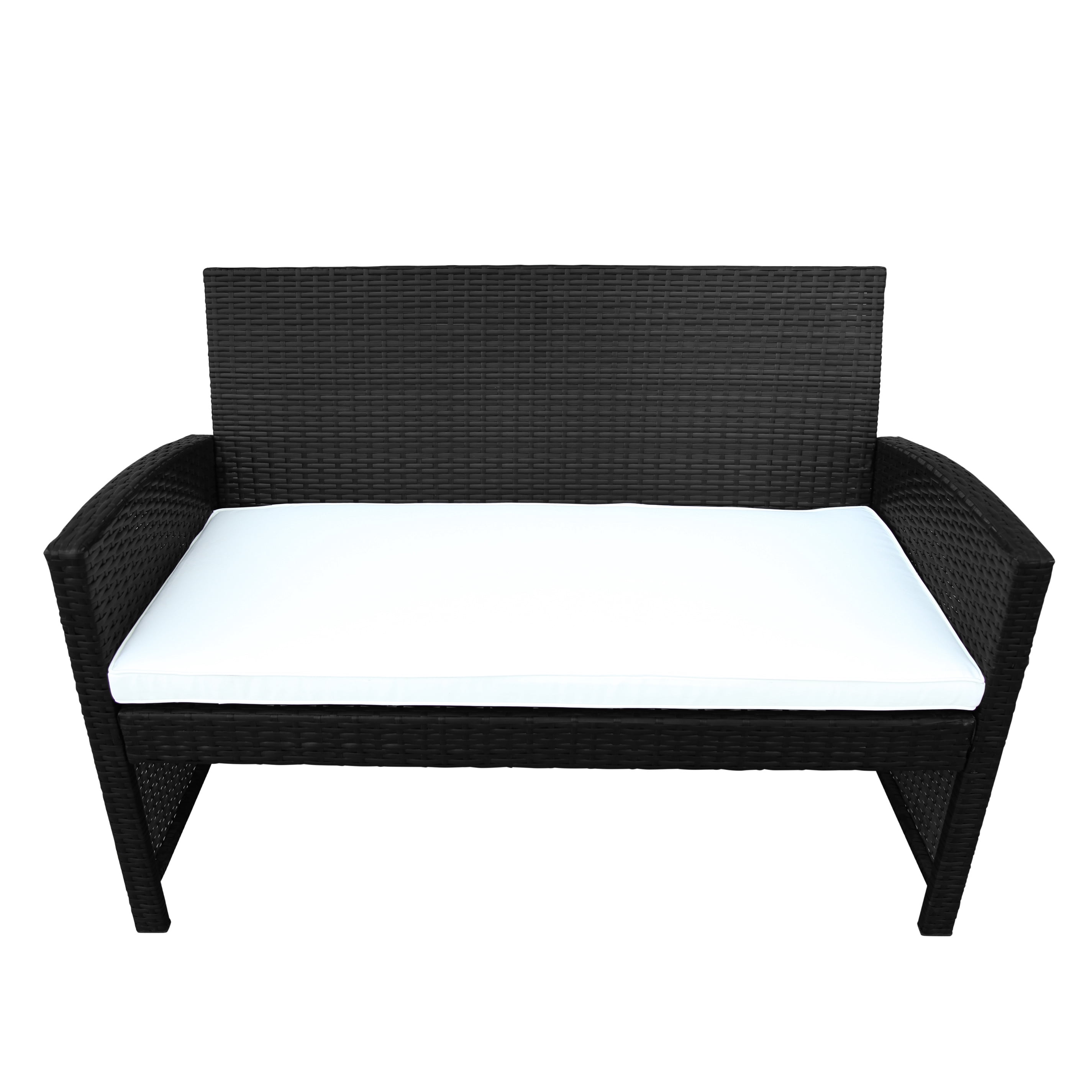 Aukfa 4-Piece Rattan Outdoor Conversation Sets, Black/Beige