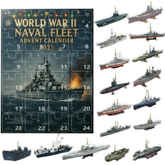 Calendriers L'Avent Tank WW2 2025 | 24 Jours Seconde Guerre Mondiale Ornements Militaires Ornements Calendrier Noël 2025 | Calendriers L'Avent Jouets 2D Tank | Tanks Christmas Tree Decor