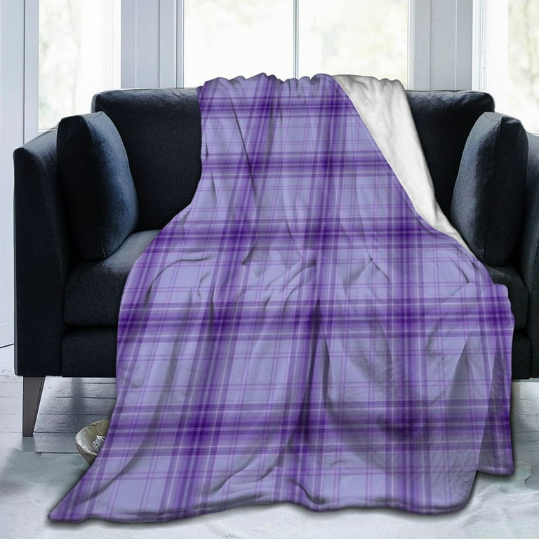 Purple plaid throw blanket shop