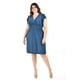 thumbnail image 4 of Vestido manga con volantes Roman Fashion /Tallas Extras, 8867-SO (Azul petroleo) azul petroleo 42, 4 of 6