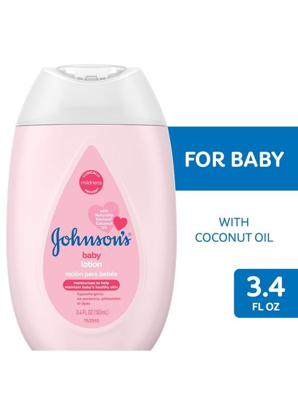 Johnson's Moisturizing Pink Baby Lotion with Coconut Oil, 3.4 fl. oz