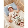 thumbnail image 6 of BemeyourBBs Newborn Baby Boy Duck Hunting Outfit Infant Baby Boys Spring Summer Fall Clothes Cute Duck Letters Print Short Sleeve Romper Long Pants and Knotted Hat 3 Piece Set, 6 of 9