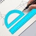 thumbnail image 5 of Geometry Ruler Set 2 Pack Triangle Ruler Protractor Measuring Tools Transparent PVC Math Drafting Kit with Clear Scale for classroom supplies Office Engineering Drawing Blue, 5 of 6