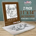 thumbnail image 2 of U.S. Art Supply 11" x 14" Heavy-Weight Paper Spiral Bound Sketch Pad, 90 Pound (160gsm), Pad of 30-Sheets (Pack of 2), 2 of 7