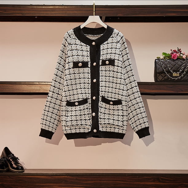 Chaqueta tipo suéter de manga larga con cuello en V y botones de estilo coreano elegante para otoño e invierno, combina con todo, simple y elegante para mujer