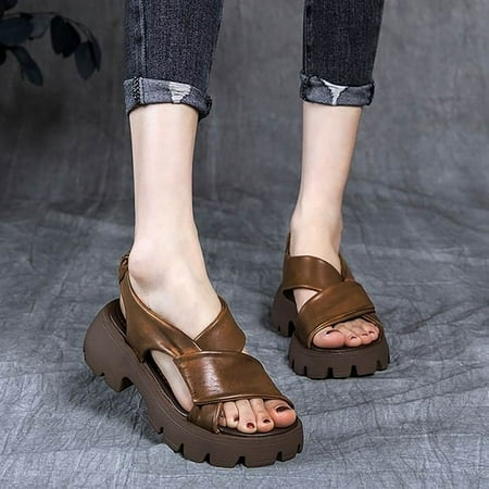 

bvgfsahne Thick Soles For Women Simple Thin Sandals Summer Thick Bullet Wear Fashion Double Women S Sandals