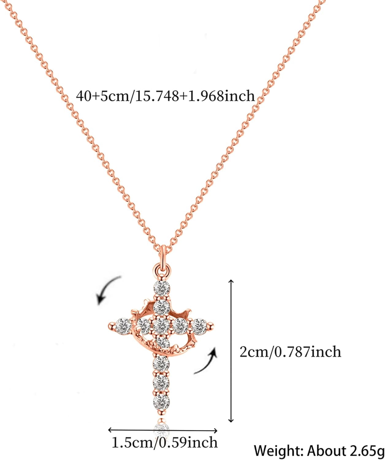 925 Sterling Silver Cross with Crown Necklace for Women Cubic Zirconia Pendant Necklaces Adjustable Choker Necklace Easter Christian Baptism Religious Christian Faith Jewelry Christmas Gifts