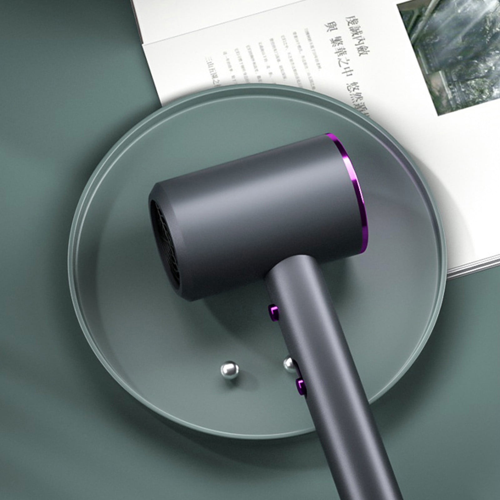 Negative Ion Hair Dryer, Compact Portable Blow Dryer, Fast Drying Hair Styling Tool, Quiet Operation with Diffuser, Home and Travel Use