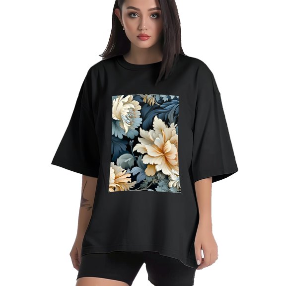 Plus Size Shirt for Women Black Tops for Women Short Sleeves Shirt for Women Classic Fower 5 T Shirt Crewneck Shirt for Women XS