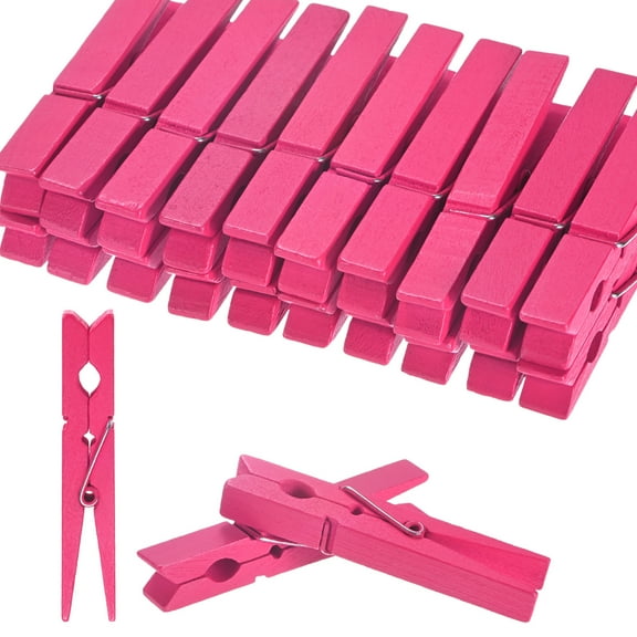 30-Pack Colored Clothespins Wooden, 2.8 Inch/72mm Colorful Clothes Pins for Hanging Clothing/Crafts[Rose Red]