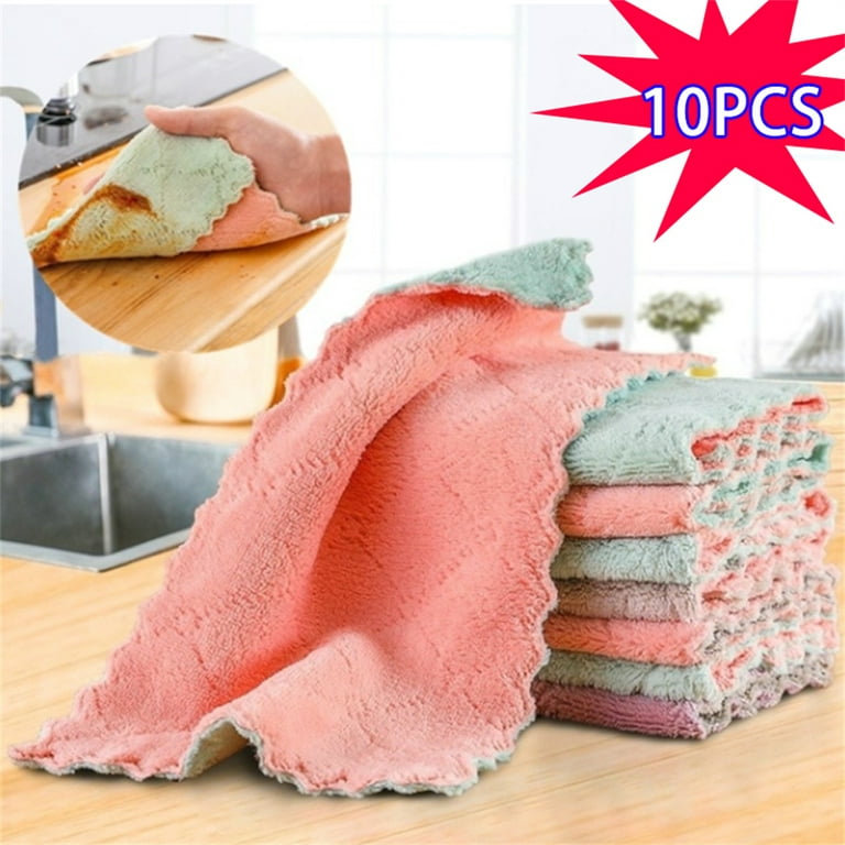 Skycarper 10pcs High-End Super Absorbent Kitchen Towels 100% Coral