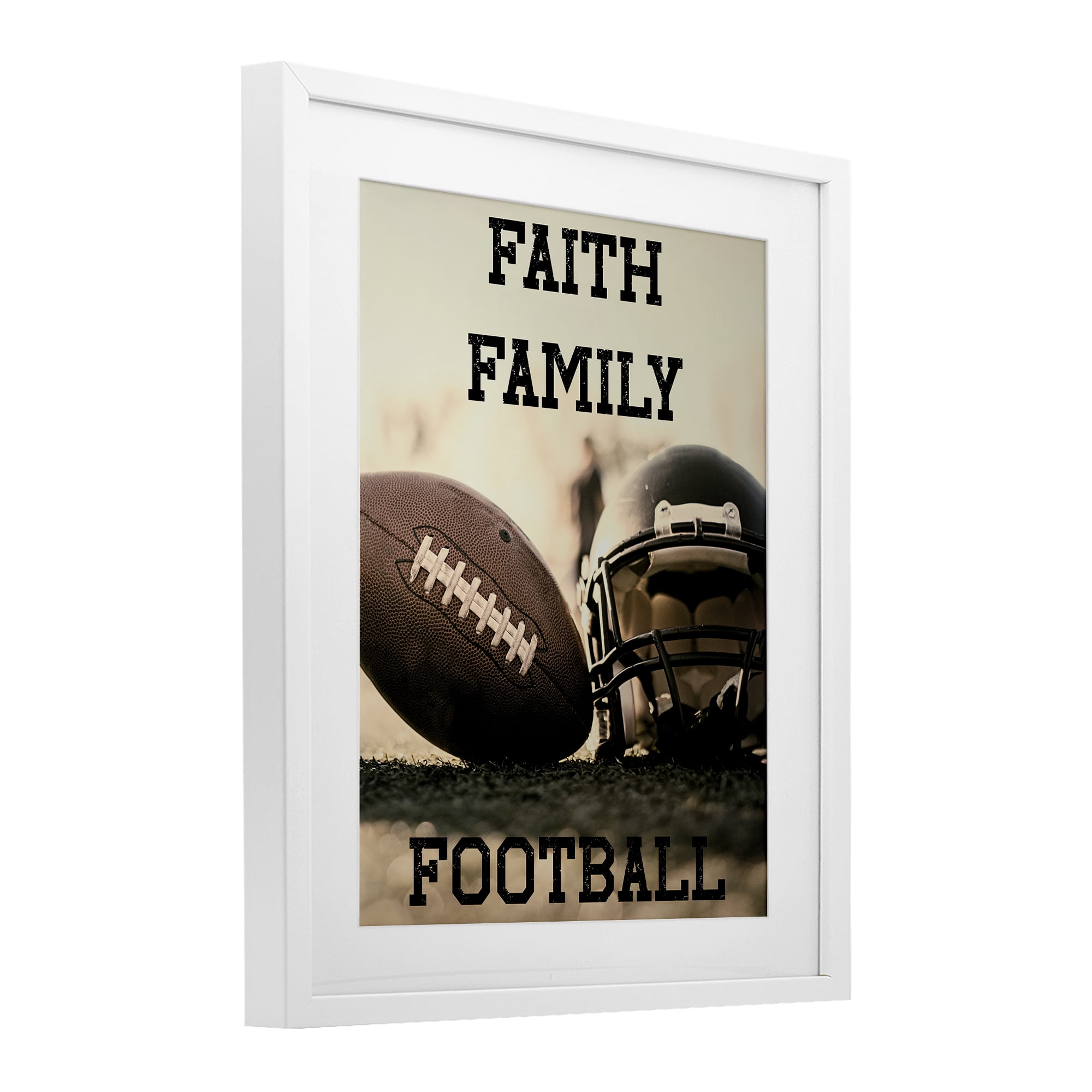 Stupell Industries Faith Family Football White Framed Print Under Glass, design by Jesse Keith