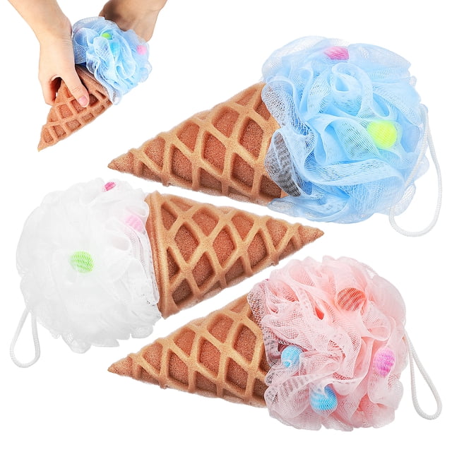 3 Esponjas de baño infantiles con forma de helado. Esponja de baño para niños pequeños. Esponja de baño infantil. Esponja de ducha.