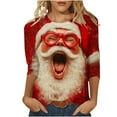 thumbnail image 2 of LEKWK Christmas 3/4 Sleeve Shirts for Women Funny Holiday Xmas Graphic Tops Crew Neck Going Out T Shirt Fashion Family Party Outfits, 2 of 5