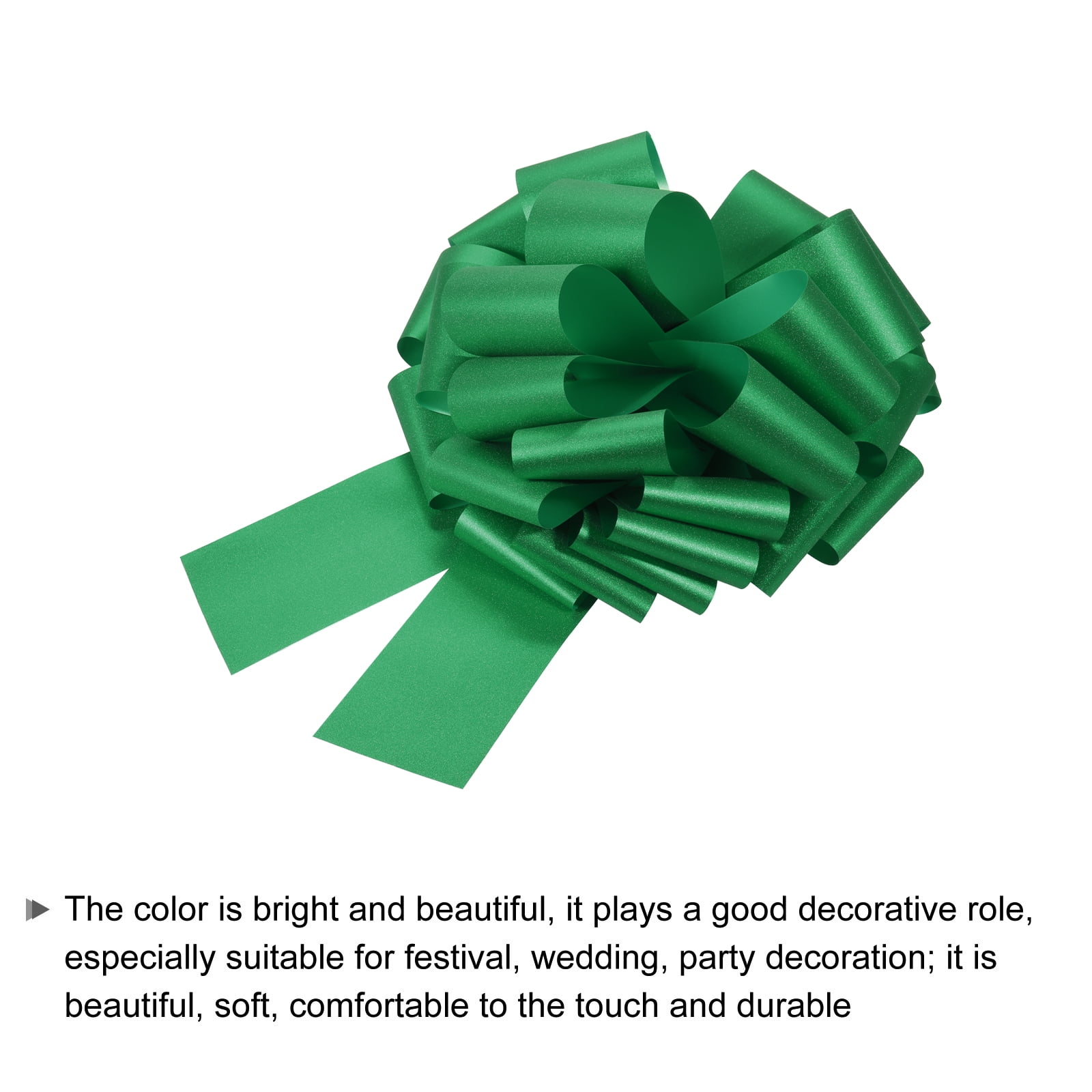 2pcs 16 Inch Large Pull Bow Glitter Gift Wrapping Big Pull Bows Ribbon Dark Green for Wedding Baskets Presents Christmas Party