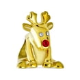 thumbnail image 3 of Bling Jewelry Womens Christmas Charm Bead Tree Candy Cane Reindeer 14K Gold Plated Silver Bracelet, 3 of 5