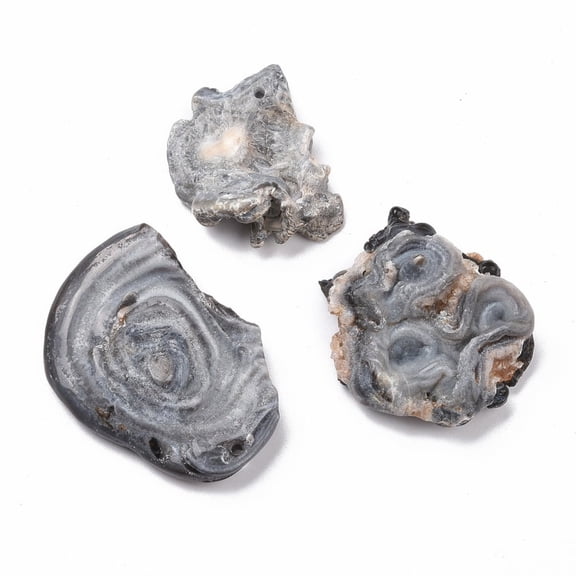 10pcs Rough Raw Agate Pendants 37.5~50x35~36x9~13.5mm Hole: 2mm