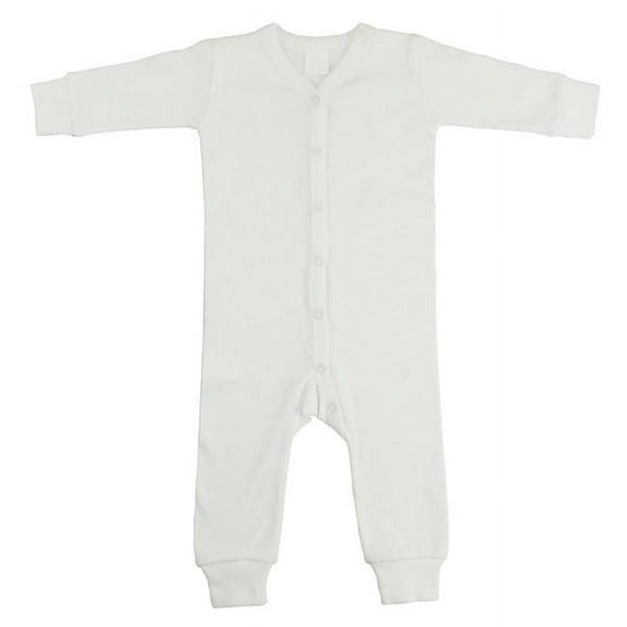 Interlock Union Suit Long Johns, White - Medium