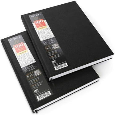 Arteza Hardbound Paper Pad for Drawing or Sketching, 8.5x11", 100 Sheets - 2 Pack