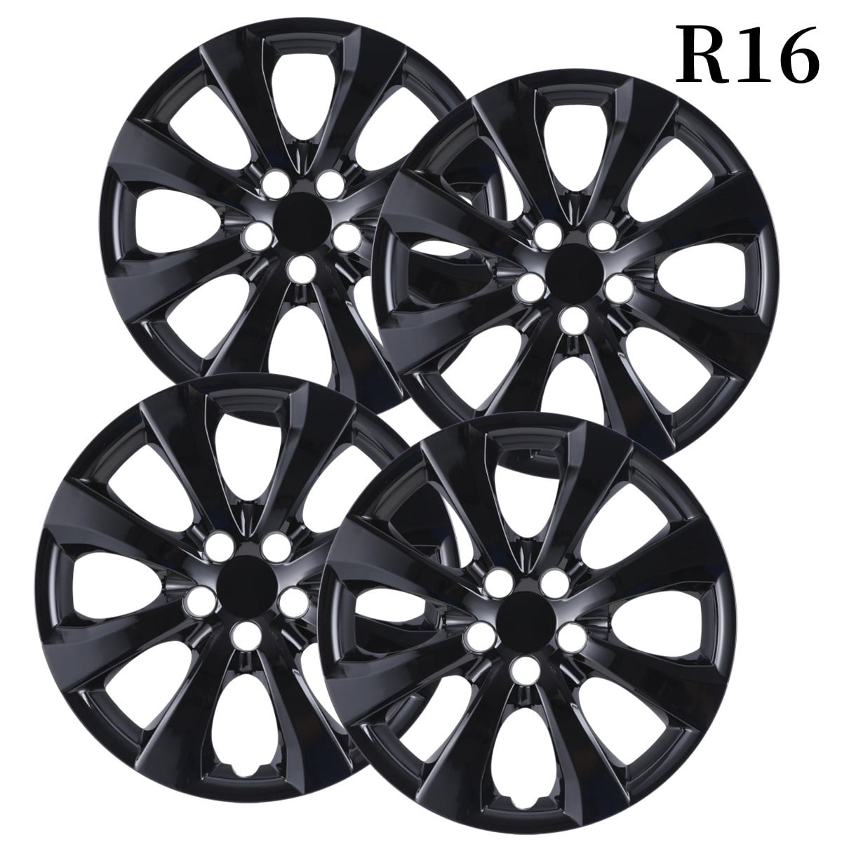 16" Set of 4 Hubcaps Wheel Rims Cover Fit 2009-2025 Toyota Corolla/2023-2025 Toyota Corolla Hybrid/2009-2014 Toyota Matrix Compatible with Steel Wheels Snap on Installation(16-inch,Black Lacquer)